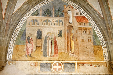 Fresco of the Visitation, Abondance abbey church, Abondance, Haute Savoie, France, Europe