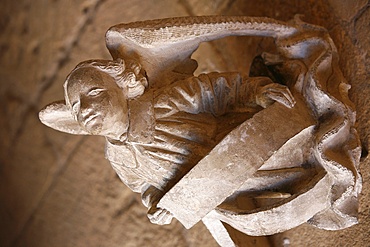 Sculpture of an angel, Cadouin Abbey cloister, Cadouin, Dordogne, France, Europe