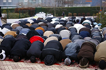 Eid-el-Kebir prayer at Lyon Great Mosque, Lyon, Rhone, France, Europe