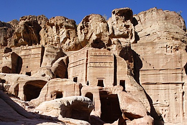 Rock-cut Nabatean tombs, Petra, UNESCO World Heritage Site, Jordan, Middle East