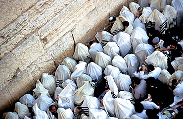 The Priestly Blessing Ceremony by the Western Wall at Succot, Old City, Jerusalem, Israel, Middle East