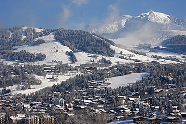 Megeve village in winter, Megeve, Haute Savoie, French Alps, France, Europe