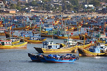 Fishing boats in Mui Ne harbor, Mui Ne, Bin Thuan, Vietnam, Indochina, Southeast Asia, Asia