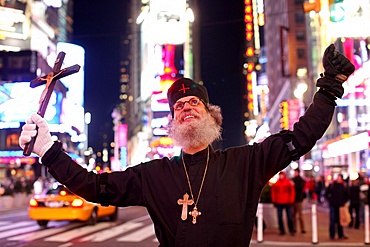 Preaching in Times Square, New York, United States of America, North America