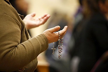 Maundy Thursday celebration in St. Thomas Chaldean church, Sarcelles, Val d'Oise, France, Europe