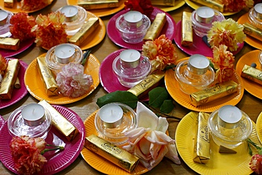 Offerings in Khanh Anh temple, Evry, Essonne, Ile-de-France, France, Europe