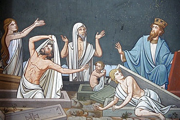 Fresco depicting the Resurrection in Notre Dame de Bayeux cathedral, Bayeux, Normandy, France, Europe