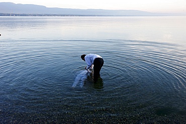 Baptism in Lake Leman, Geneva, Switzerland, Europe