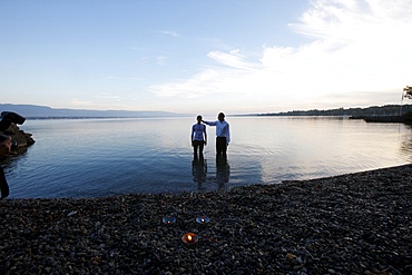 Baptism in Lake Leman, Geneva, Switzerland, Europe