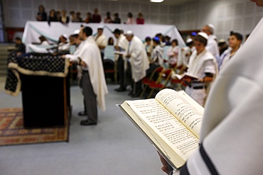 Torah reading in a synagogue, Paris, France, Europe