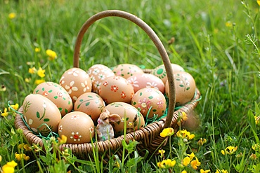 Easter eggs in a basket, Haute-Savoie, France, Europe