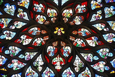 Rose window, St. Stephen's Cathedral, Sens, Yonne, Burgundy, France, Europe