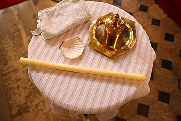 Baptism in a Catholic church, Fontainebleau, Seine-et-Marne, France, Europe