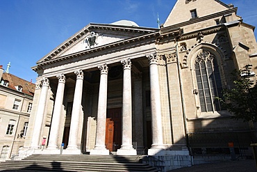 Front entrance of St. Peter's Cathedral, Geneva, Switzerland, Europe