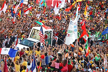 Pope Benedict XVI at Cybeles Square during World Youth Day 2011, Madrid, Spain, Europe