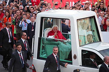 Pope Benedict XVI at Cybeles Square during World Youth Day 2011, Madrid, Spain, Europe