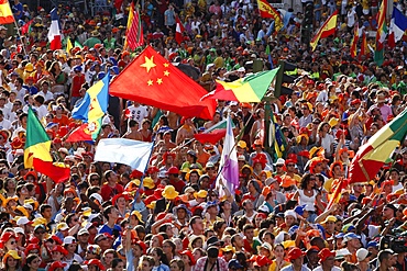 Crowd of pilgrims at World Youth Day, Madrid, Spain, Europe