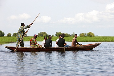 Boat near Ganvie lake village on Nokoue Lake, Benin, West Africa, Africa