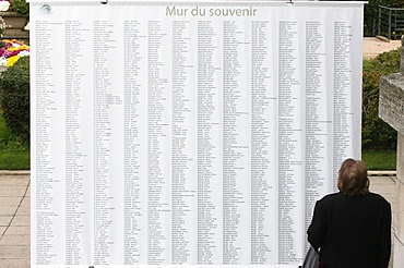 Wall of names in the Pere Lachaise graveyard, Paris, France, Europe