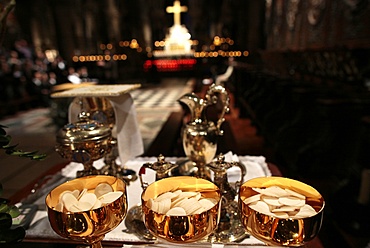 Host wafers in Notre-Dame de Paris cathedral, Paris, France, Europe