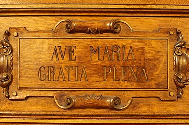 Ave Maria Gratia Plena, reredos, Sainte-Marie des Batignolles church, Paris, France, Europe