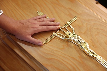 Crucifix on a coffin, Paris, France, Europe