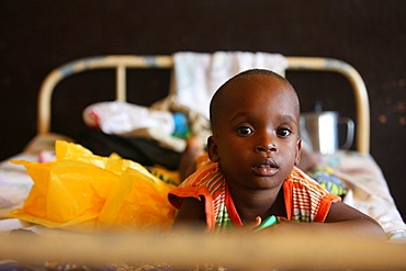 Young patient in an African hospital, Lome, Togo, West Africa, Africa