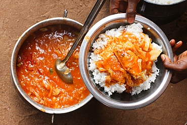 African meal, Lome, Togo, West Africa, Africa