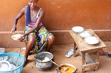 African meal, Lome, Togo, West Africa, Africa