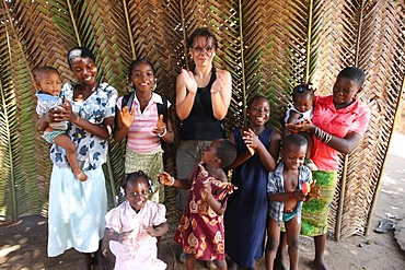 Woman and African children, Lome, Togo, West Africa, Africa