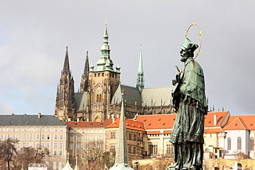 John of Nepomuk Statue on Charles bridge, UNESCO World Heritage Site, Prague, Czech Republic, Europe