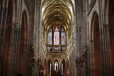 The nave of St Vitus' s Cathedral, Prague, Czech Republic, Europe