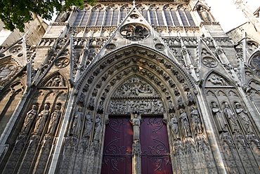 Saint-Etienne's gate, South facade, Notre Dame Cathedral, Paris, France, Europe