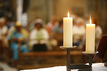 Altar candles, Vienne, Isere, France, Europe