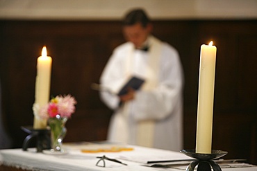 Altar candles, Chatenay, Saone et Loire, France, Europe