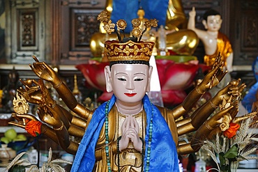 Detail of a statue of the Bodhisattva Avalokiteshvara, St. Pierre-en-Faucigny, Haute-Savoie, France, Europe