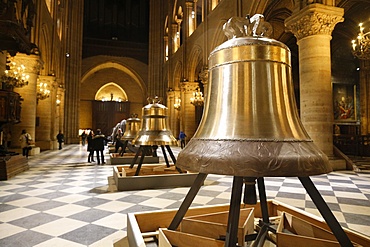 Exhibition of the new bells in the nave, on the 850th anniversary, Notre-Dame de Paris, Paris, France, Europe