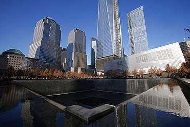 Ground Zero, the National 9/11 Memorial at the site of the World Trade Center in Lower Manhattan, New York, United States of America, North America