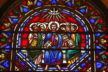 Stained glass window of Jesus and the 12 Apostles, St. Barth's Church, New York, United States of America, North America