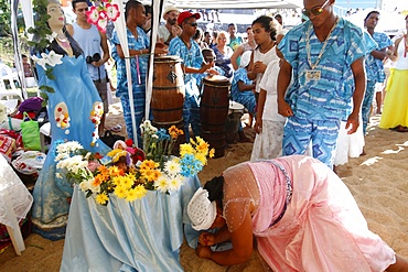 Candomble devotees celebrating Lemanja festival in Rio Vermelho, Salvador, Bahia, Brazil, South America