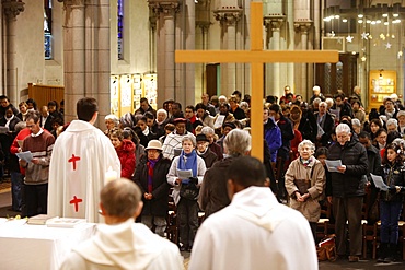 Mass in Saint-Hippolyte's church, Paris, France, Europe