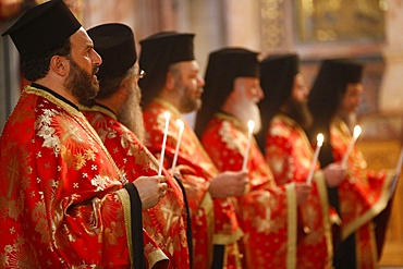 The Greek Orthodox catholicon, Orthodox Mass, Holy Sepulchre Church, Jerusalem, Israel, Middle East