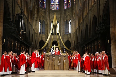 Eucharist celebration, Catholic priest ordinations at Notre Dame cathedral, Paris, France, Europe