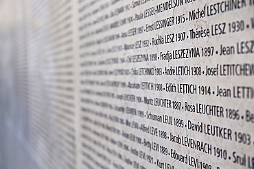 The Wall of Names, The Shoah Memorial, Paris, France, Europe