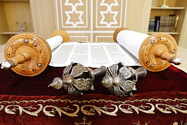 Torah scroll and the two Rimonim, Paris, France, Europe