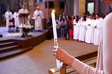 Mass of the sacraments at St. Joan of Arc's school in Montrouge, Hauts-de-Seine, France, Europe