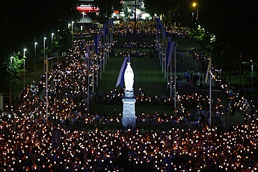 Procession at the Lourdes shrine, Lourdes, Hautes Pyrenees, France, Europe