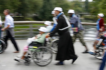 Disabled in Lourdes, Lourdes, Hautes Pyrenees, France, Europe