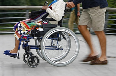 Disabled in Lourdes, Lourdes, Hautes Pyrenees, France, Europe