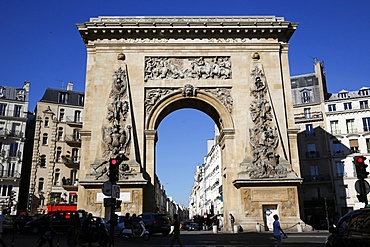 The Porte Saint-Denis, monument located in the 10th arrondissement, Paris, France, Europe